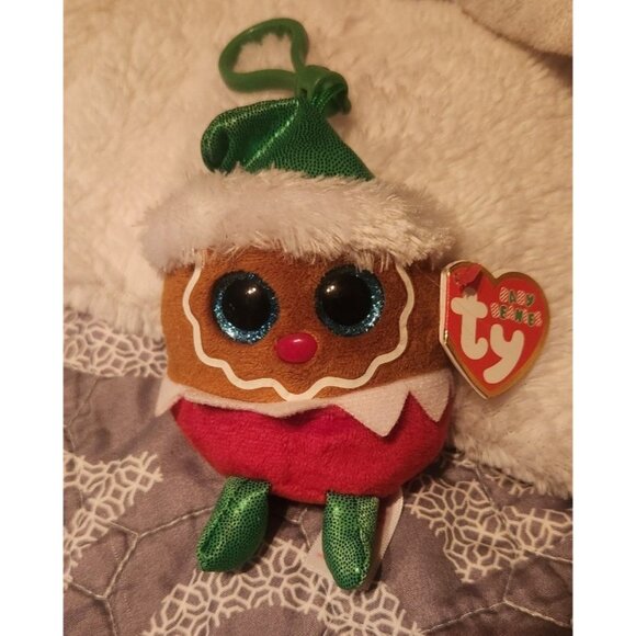 Ty Baby Beanies Christmas "Fruitcake" Keychain - Picture 1 of 2